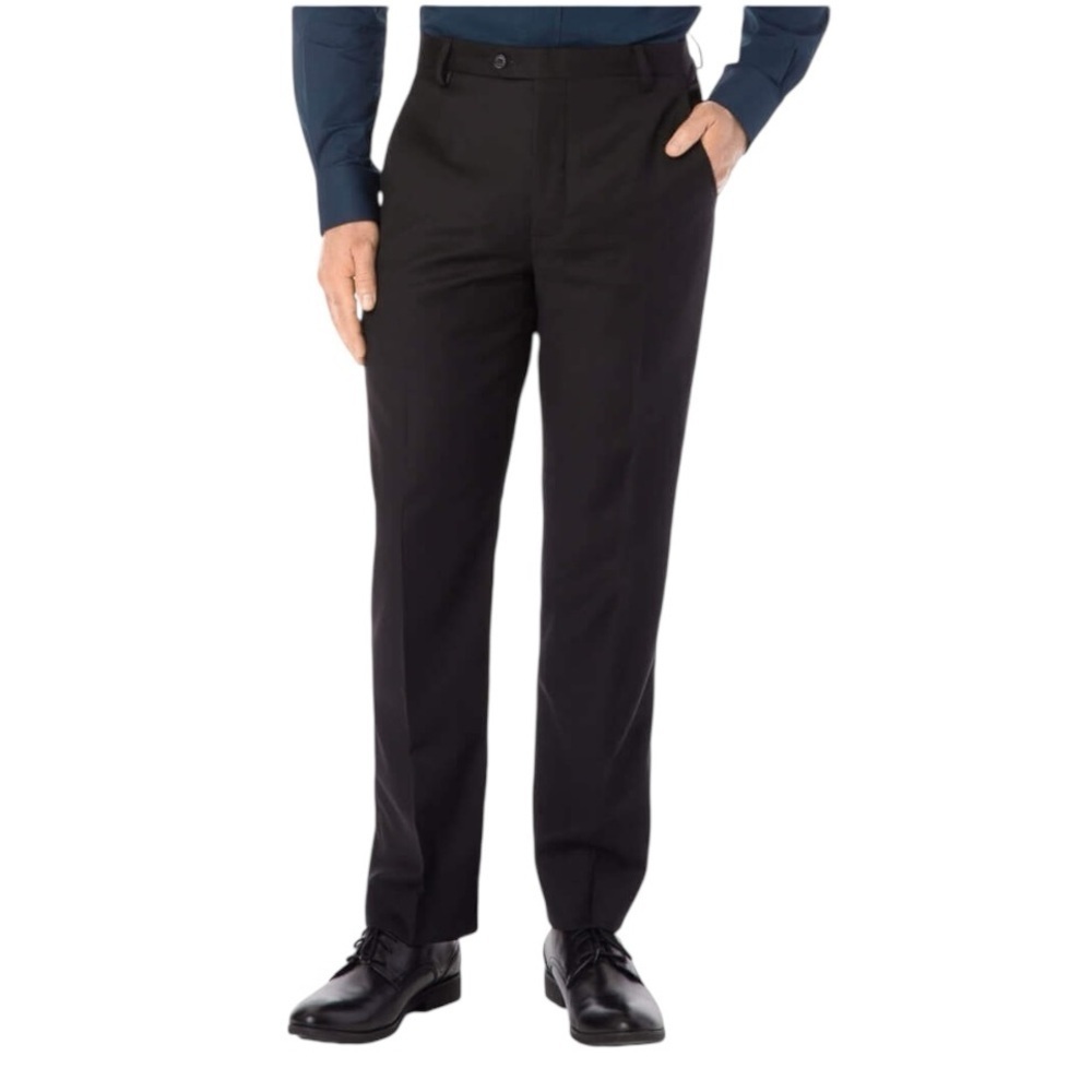 M Tailor Custom Tailored Men's Black Flat Front Dress Pants. 41x30 #1542